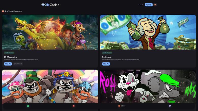 21kCasino — Promotions page