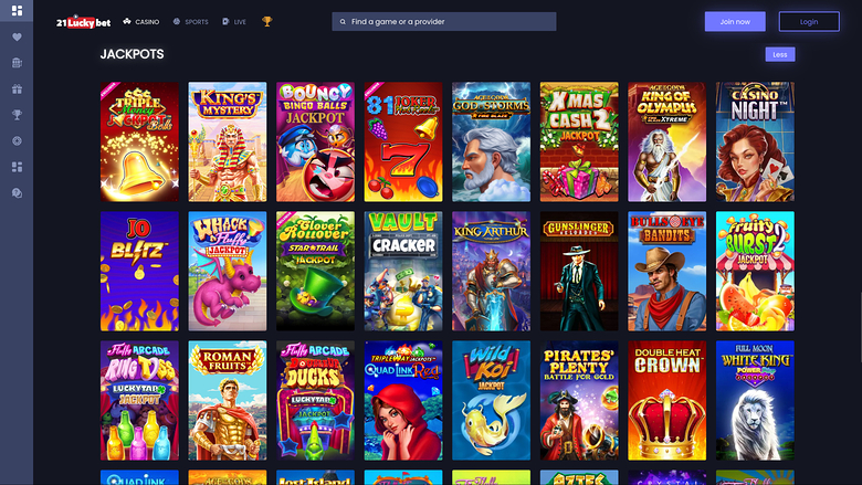 21LuckyBet Casino — Jackpot games
