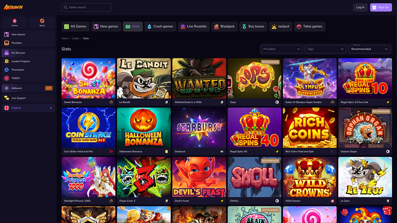 Akibawin Casino — Games lobby
