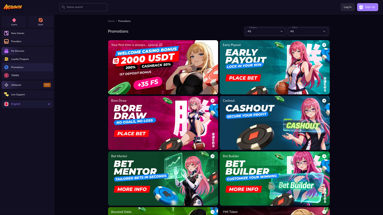 Akibawin Casino — Promotions page