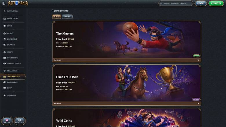 AstroMania Casino — Tournaments