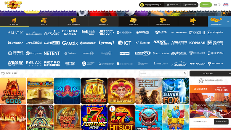Beep Beep Casino — Games by studio