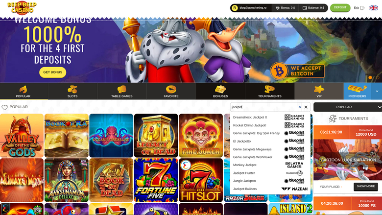 Beep Beep Casino — Jackpot games