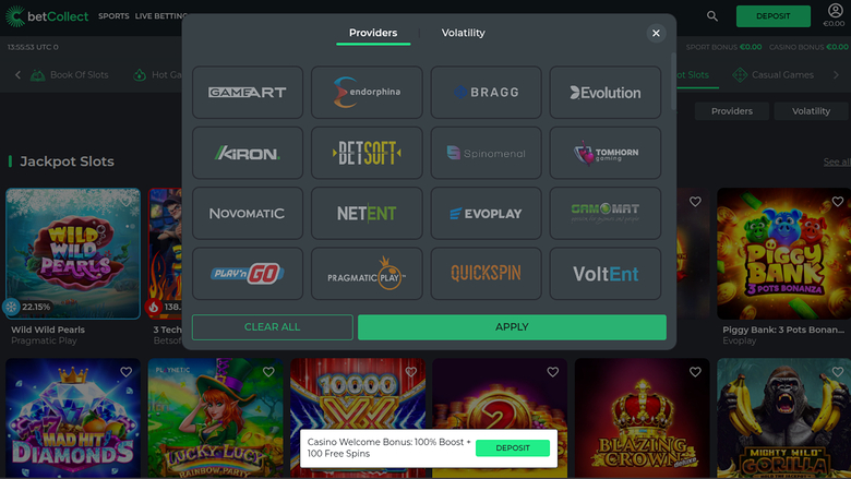 BetCollect Casino — Games by studio