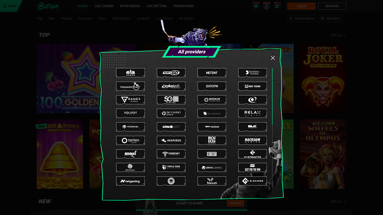 Betinia Casino — Games by studio