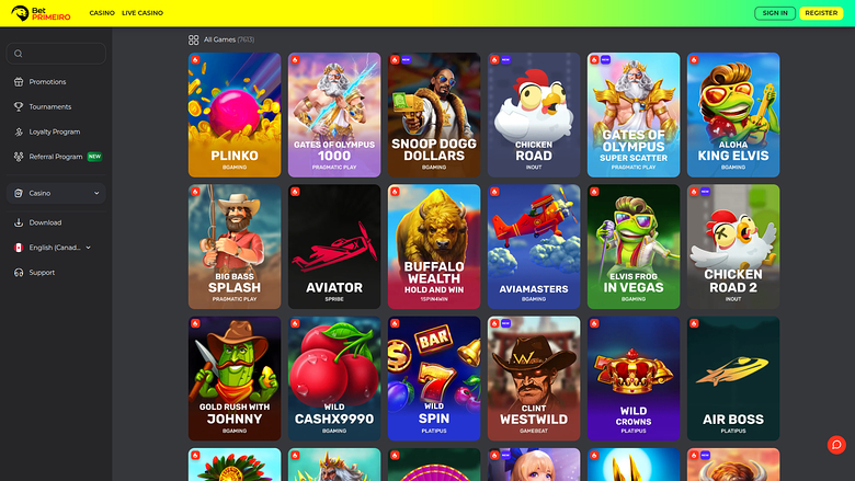 BetPRIMEIRO Casino — Games lobby