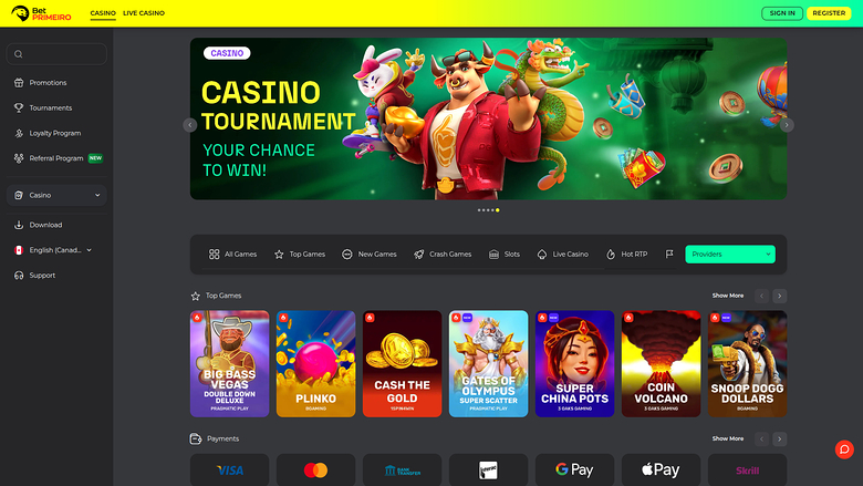 BetPRIMEIRO Casino — Homepage