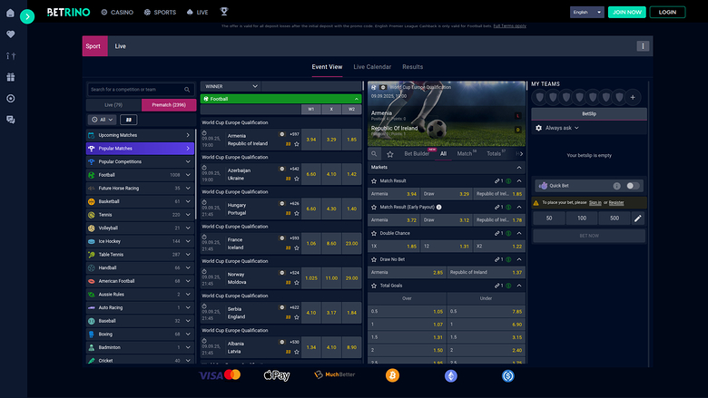 Betrino Casino — Sportsbook