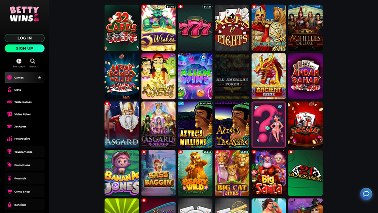 BettyWins Casino — Games lobby