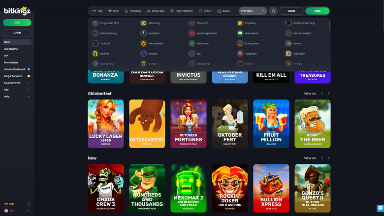 Bitkingz Casino — Games by studio