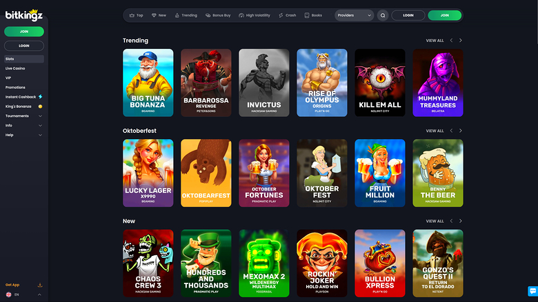 Bitkingz Casino — Games lobby