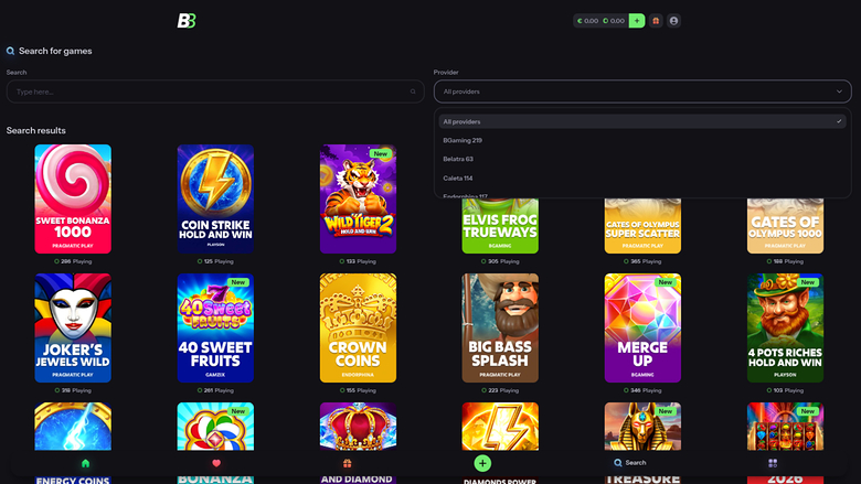BlazeBet Casino — Games by studio