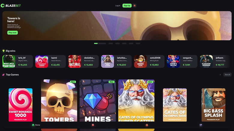 BlazeBet Casino — Homepage