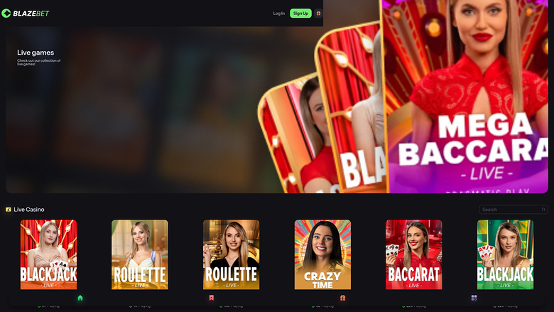 BlazeBet Casino — Live dealer lobby