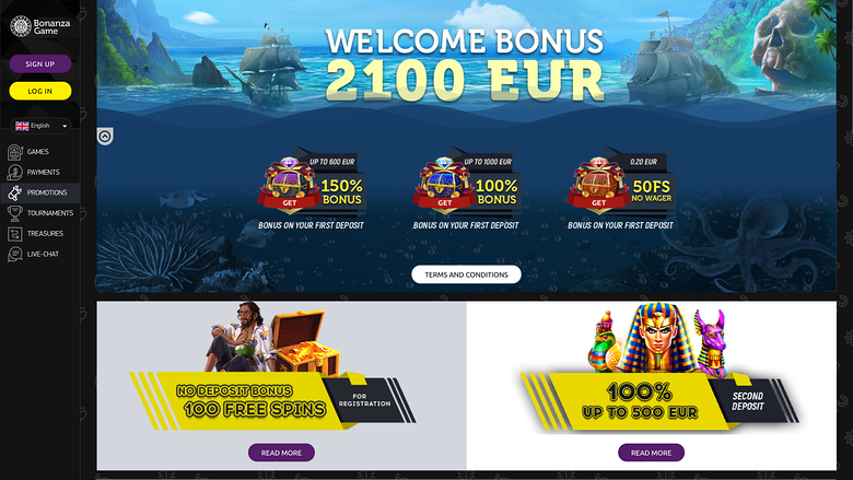 Bonanza Game Casino — Promotions page