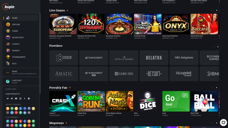 Bspin.io Casino — Games by studio