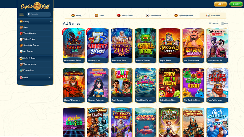 Captain Jack Casino — Games lobby