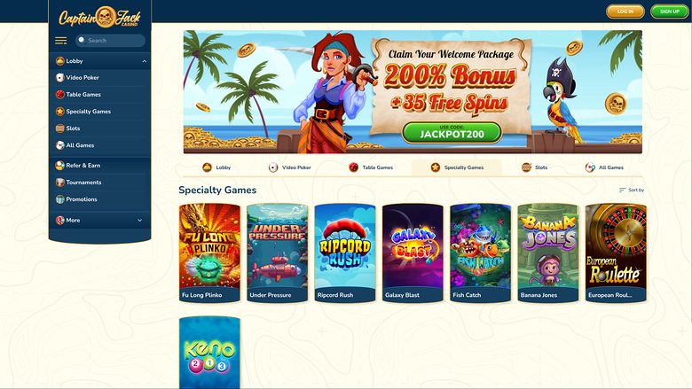 Captain Jack Casino — Games lobby