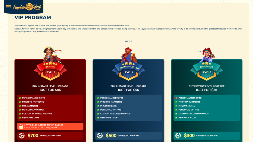 Captain Jack Casino — VIP section