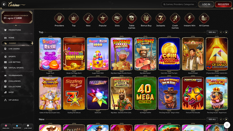 Casina Casino — Games lobby