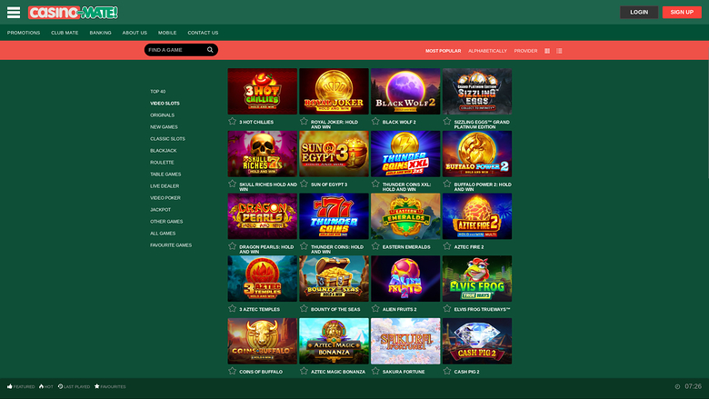 Casino Mate — Games lobby