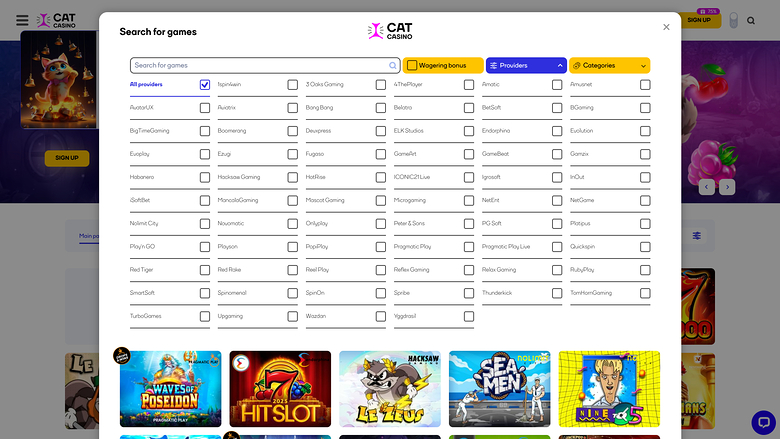 Cat Casino — Games by studio