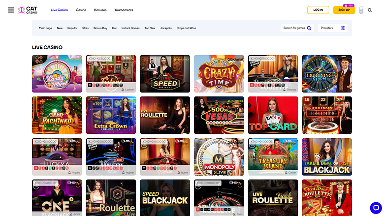 Cat Casino — Live dealer lobby
