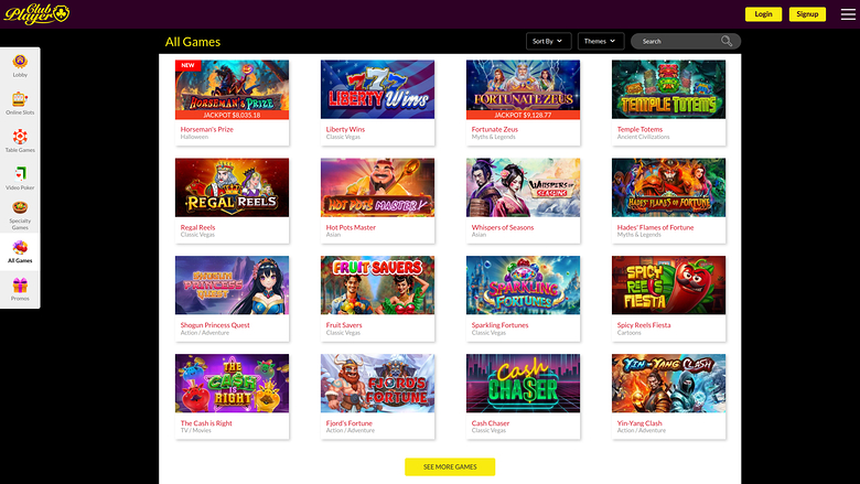 Club Player Casino — Games lobby