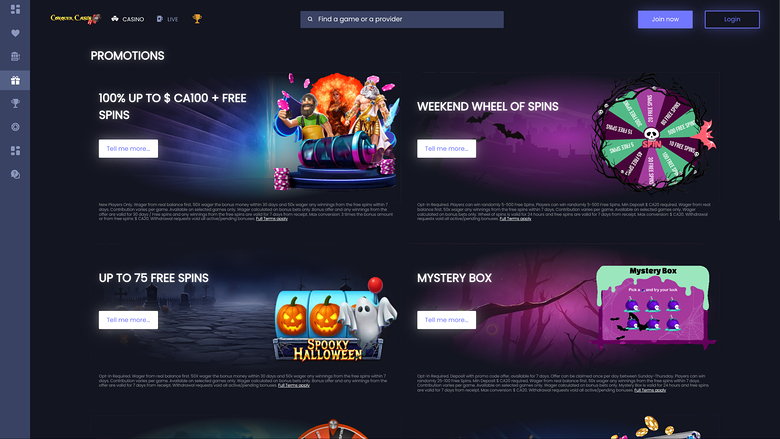 Conquer Casino — Promotions page