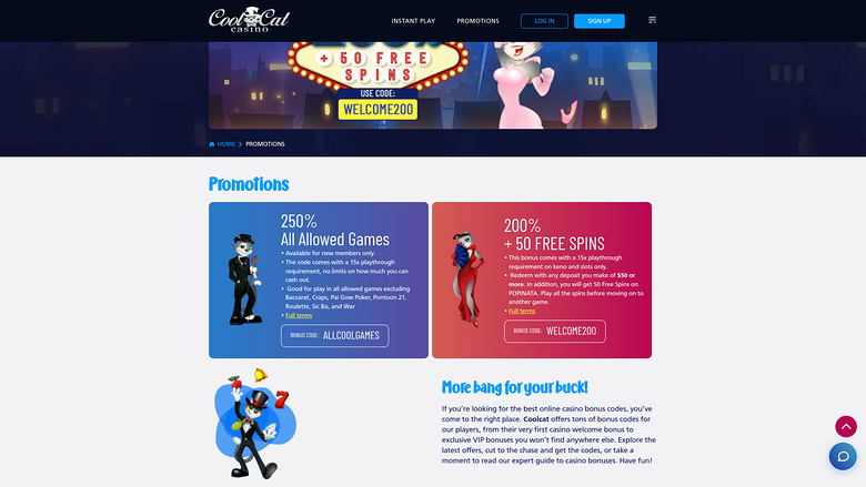 Cool Cat Casino — Promotions page