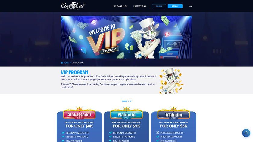 Cool Cat Casino — VIP section