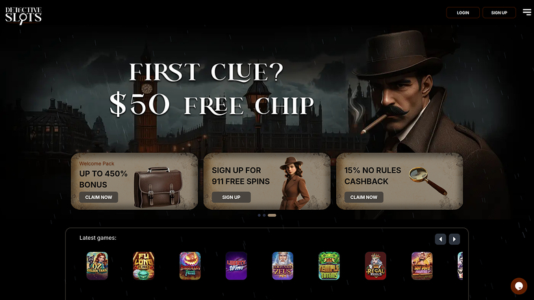 DetectiveSlots Casino — Homepage