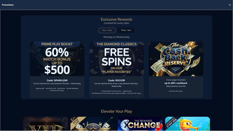 Diamond Reels Casino — Promotions page