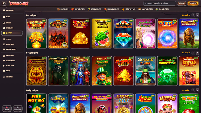 Dragonia Casino — Jackpot games