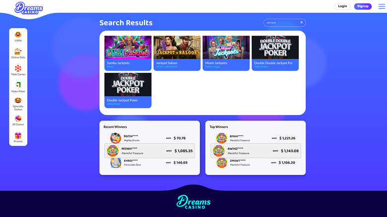 Dreams Casino — Jackpot games