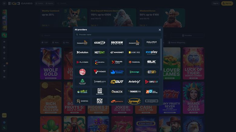 Ego Games Casino — Games by studio