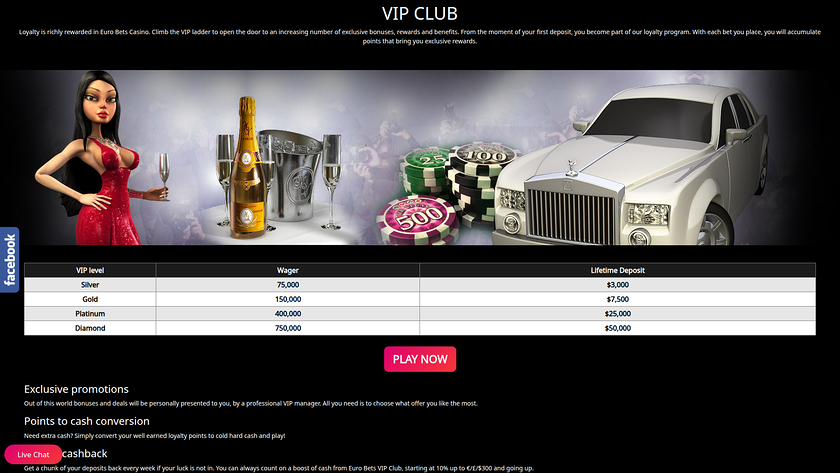EuroBets Casino — VIP section
