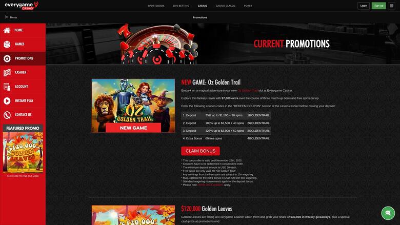 Everygame Casino — Promotions page
