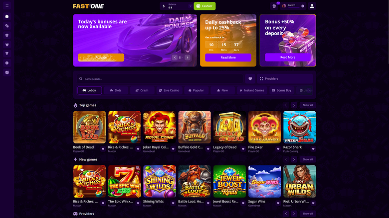 F1 Casino — Games lobby