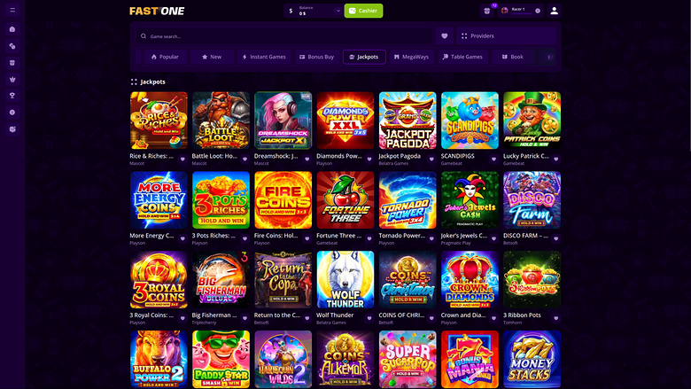 F1 Casino — Jackpot games