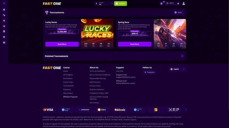 F1 Casino — Tournaments