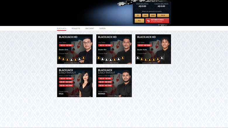 Fair Go Casino — Live dealer lobby