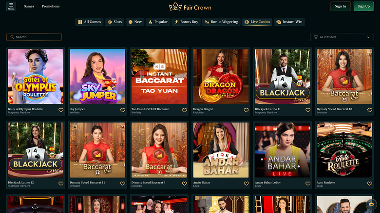 FairCrown Casino — Livedealer