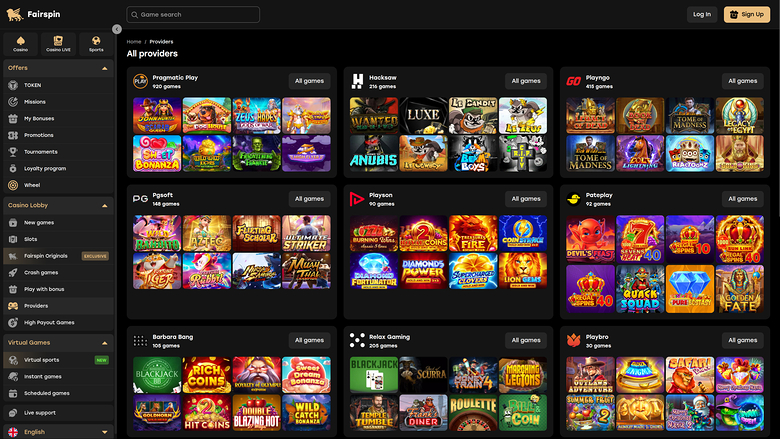 Fairspin Casino — Games by studio