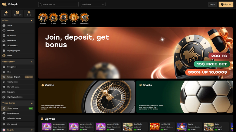 Fairspin Casino — Homepage