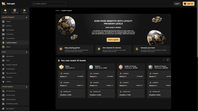 Fairspin Casino — VIP section
