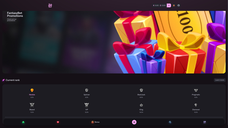 FantasyBet Casino — Promotions page