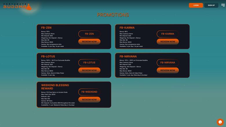 Fortunate Buddha Casino — Promotions page
