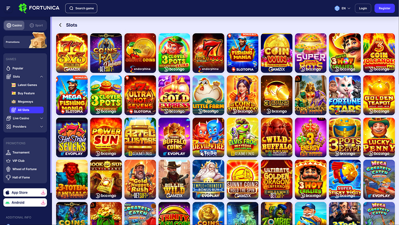 Fortunica Casino — Games lobby
