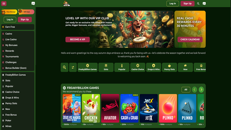 FreakyBillion Casino — Homepage
